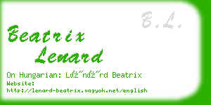 beatrix lenard business card